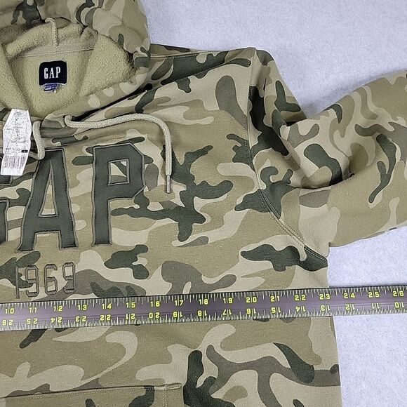 GAP Camouflage Sweatshirt Hoodie Men's Size Large Olive Green,‎ Brown Pullover - Picture 8 of 12